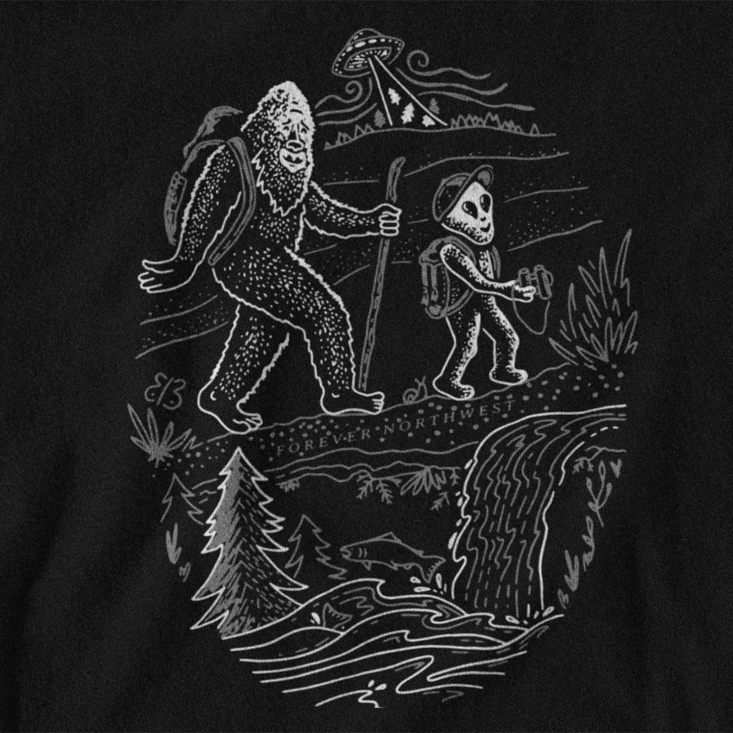 Alien & Sasquatch Hiking T-shirt