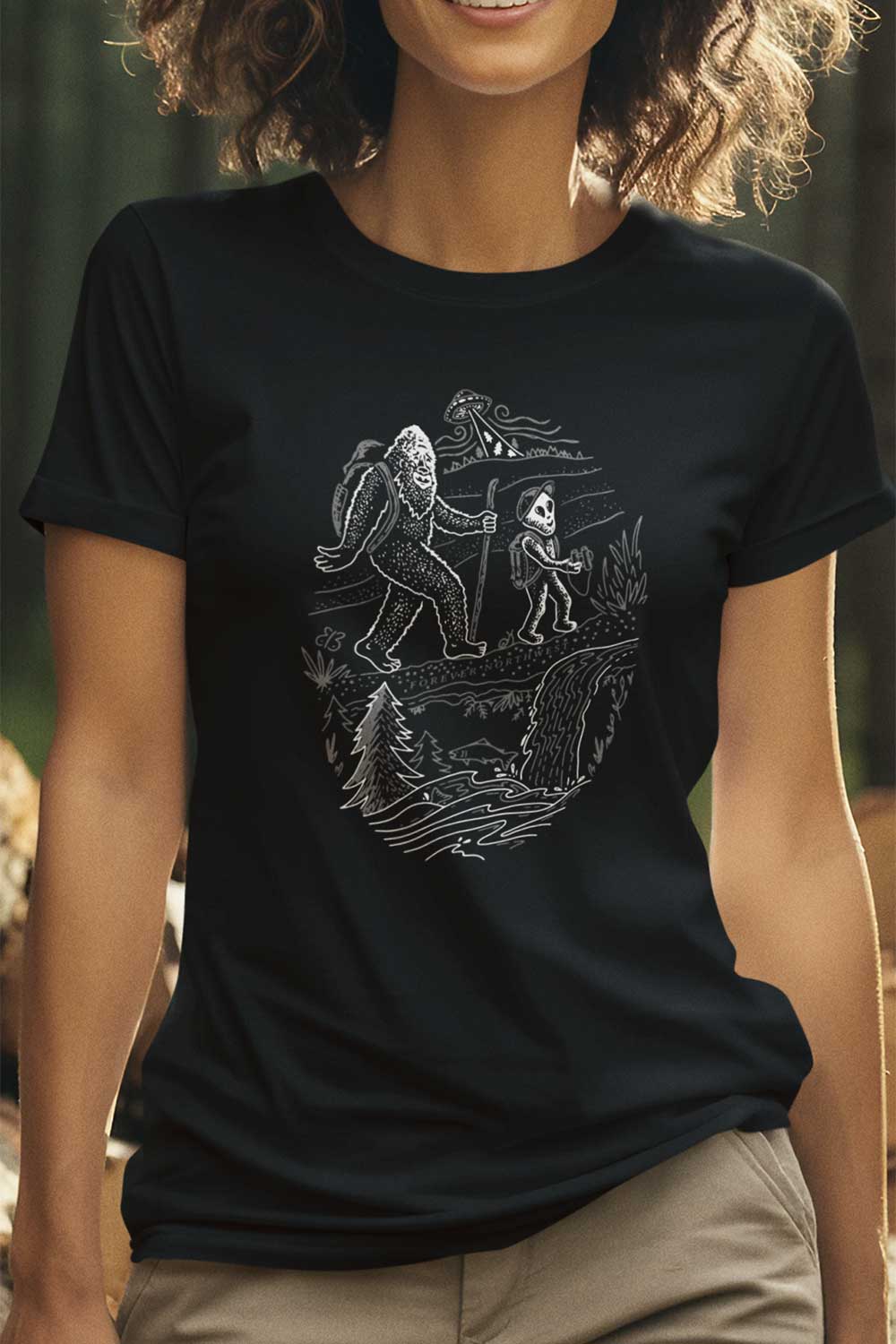 Alien & Sasquatch Hiking T-shirt