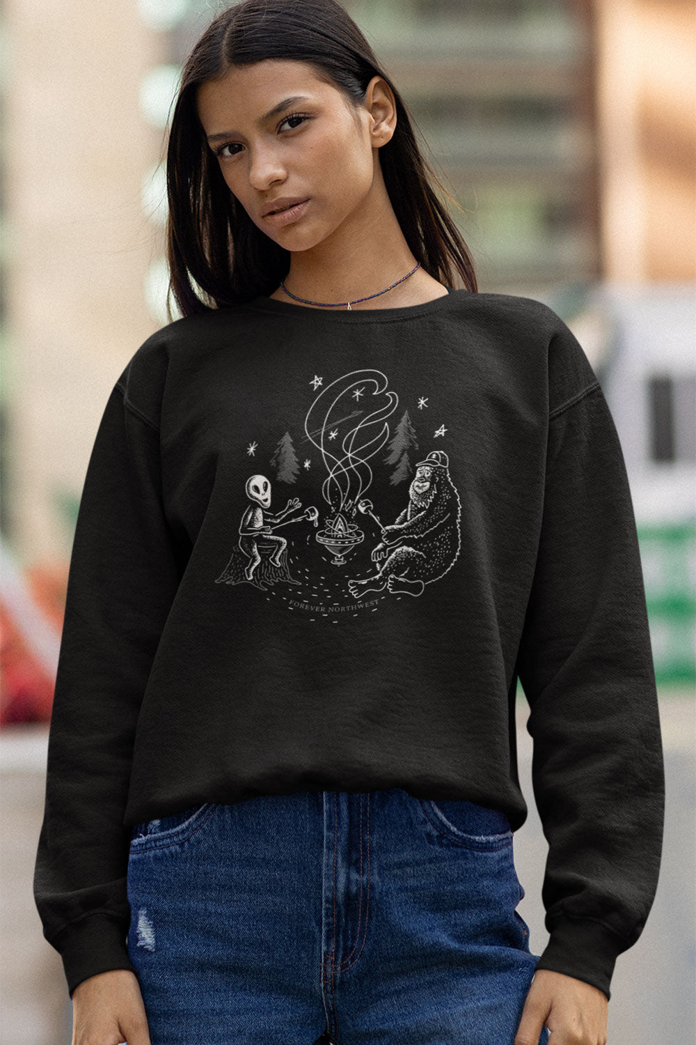 Alien & Sasquatch Campfire Sweatshirt