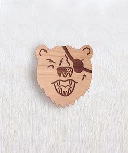 Salty Bear Wooden Pin