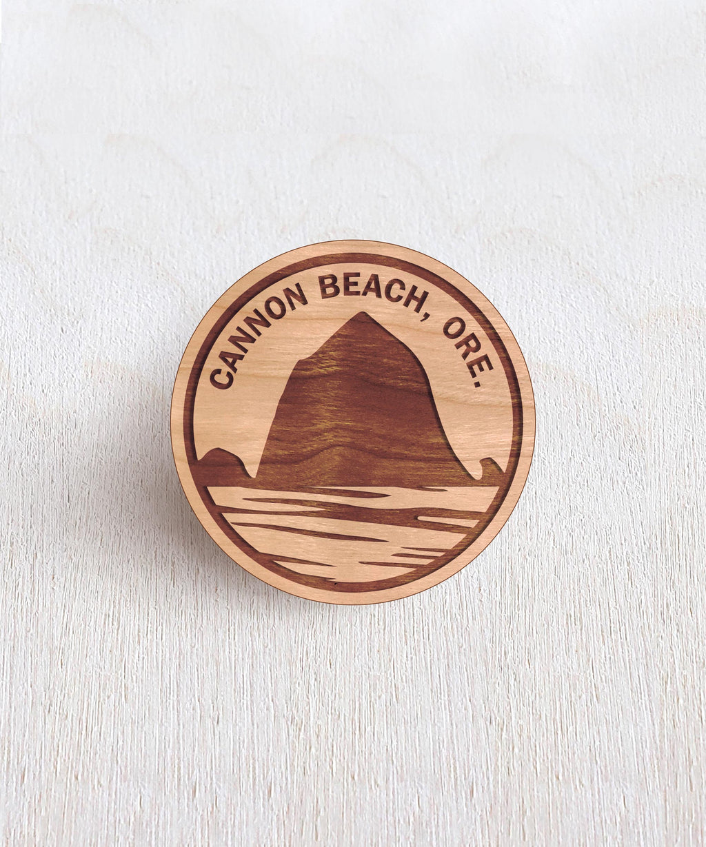 Haystack Rock Wooden Pin