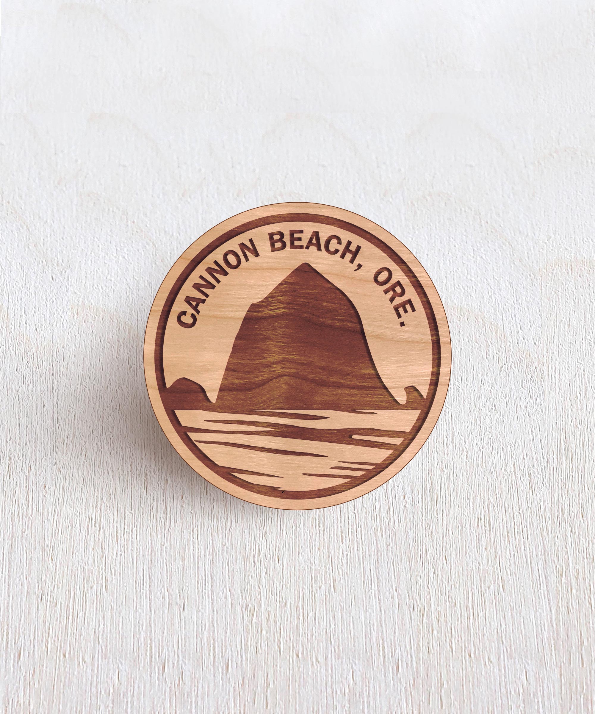 Haystack Rock Wooden Pin