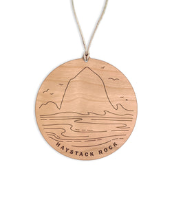 Haystack Rock Round Christmas Ornament