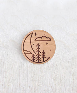 Forest Moon Wooden Pin
