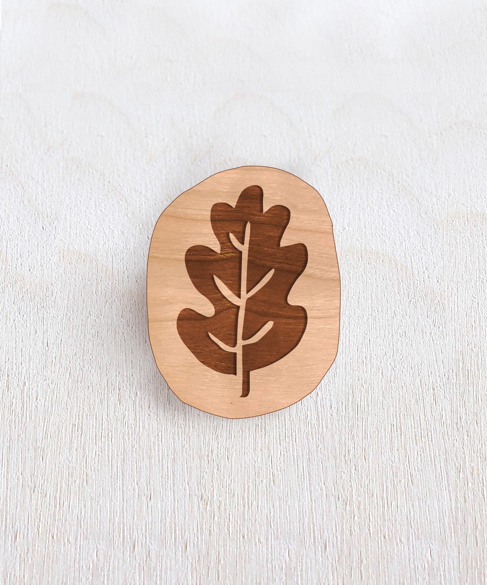 Oak Leaf Wooden Pin