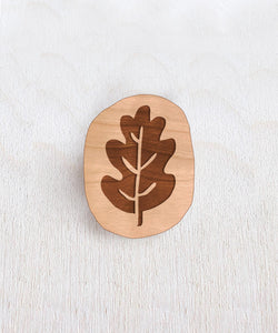 Oak Leaf Wooden Pin