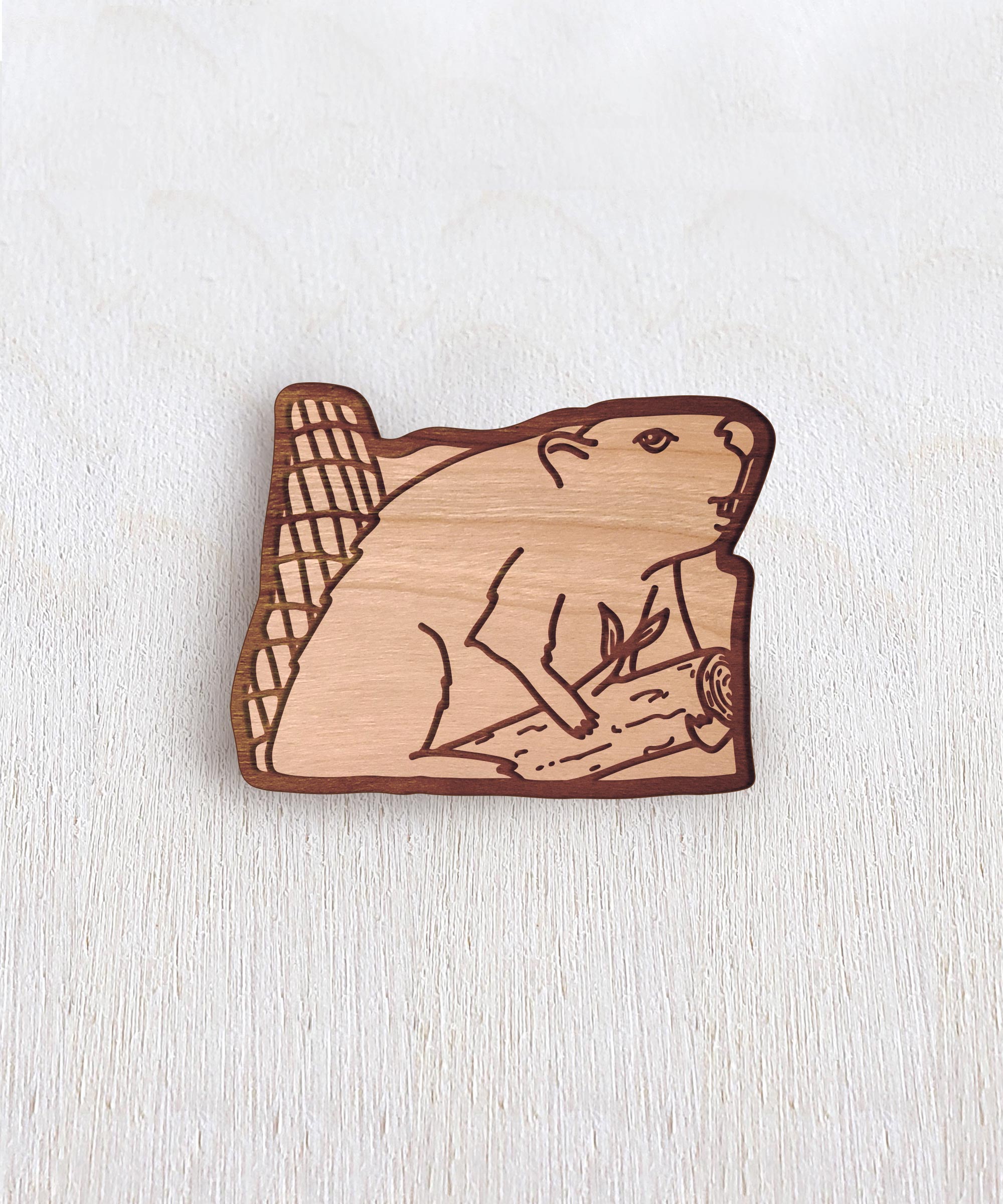 Oregon Beaver Wooden Pin
