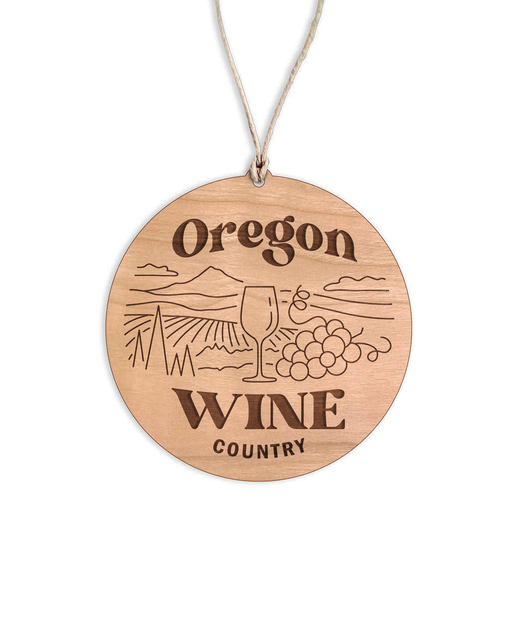 Oregon Wine Country Round Christmas Ornament