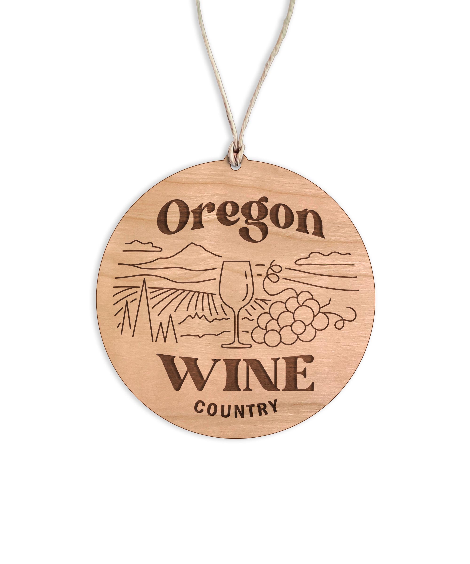 Oregon Wine Country Round Christmas Ornament