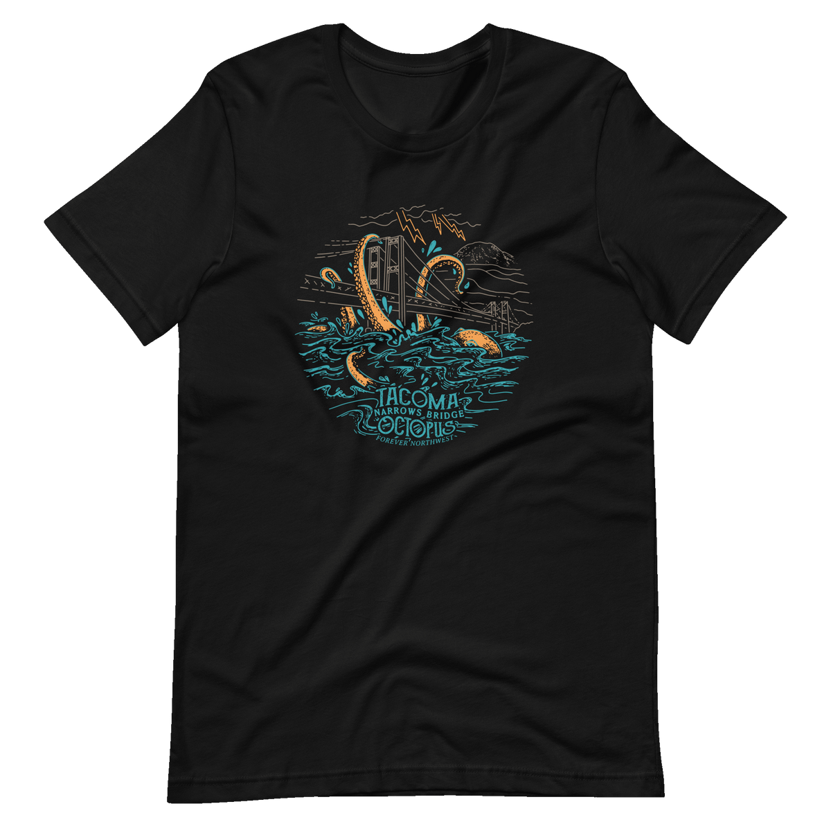 Tacoma Narrows Bridge Octopus 100% Cotton T-shirt