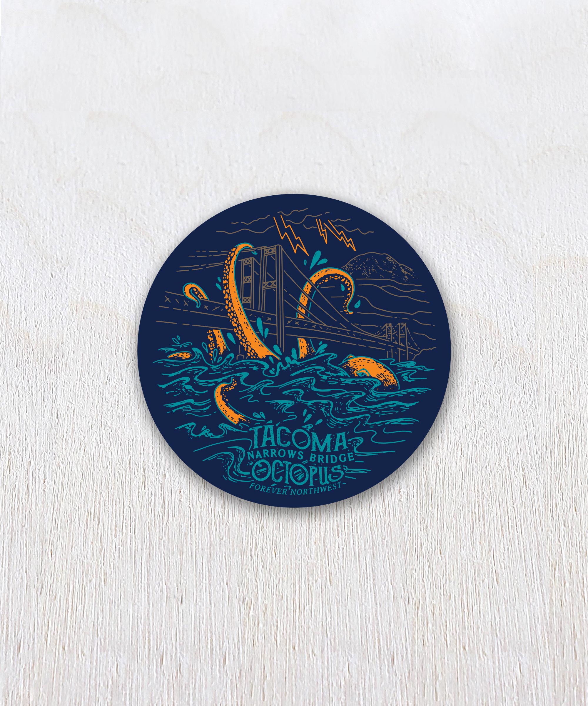 Tacoma Narrows Bridge Octopus Sticker