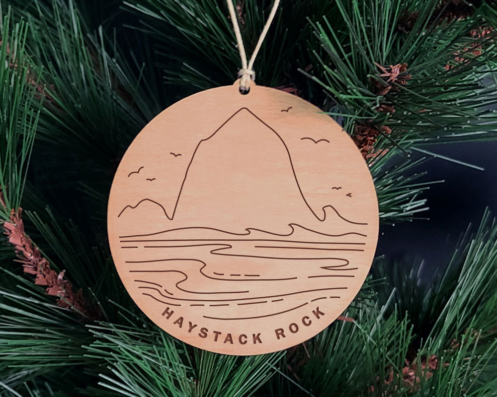 Haystack Rock Round Christmas Ornament