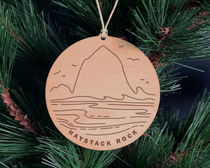Haystack Rock Round Christmas Ornament