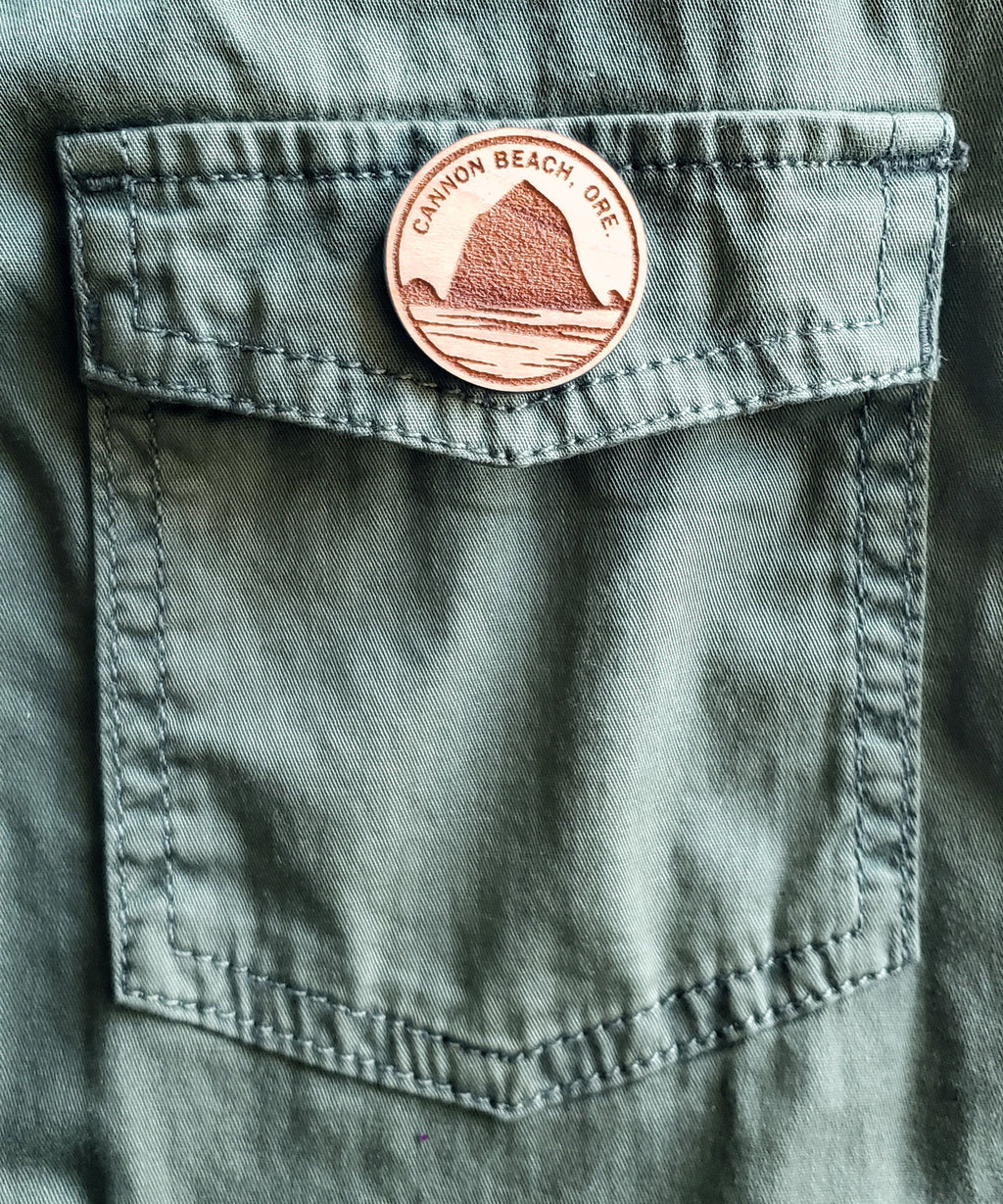 Haystack Rock Wooden Pin