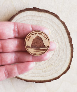 Haystack Rock Wooden Pin
