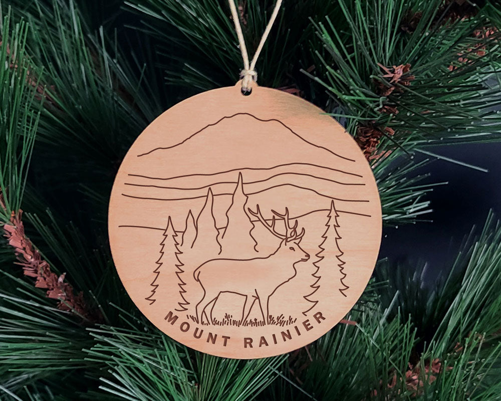 Mt. Rainier Round Christmas Ornament
