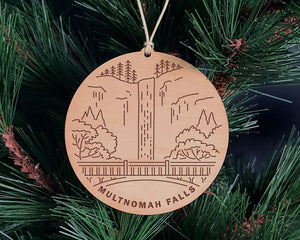 Multnomah Falls Round Christmas Ornament