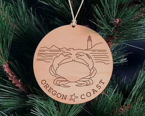 Oregon Coast Round Christmas Ornament
