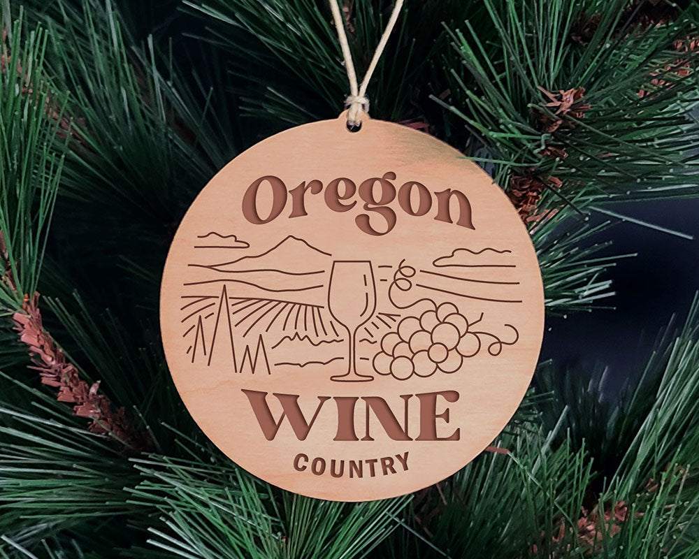 Oregon Wine Country Round Christmas Ornament