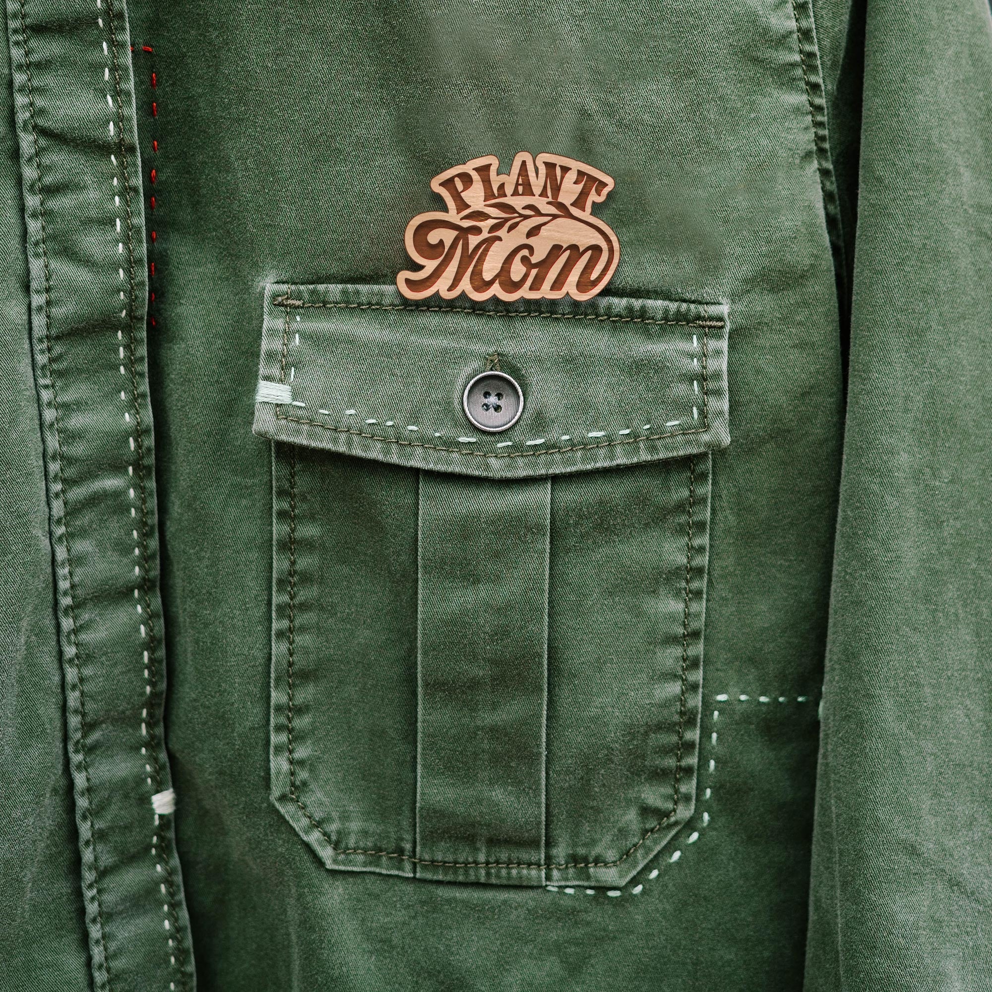 Plant Mom Wooden Pin