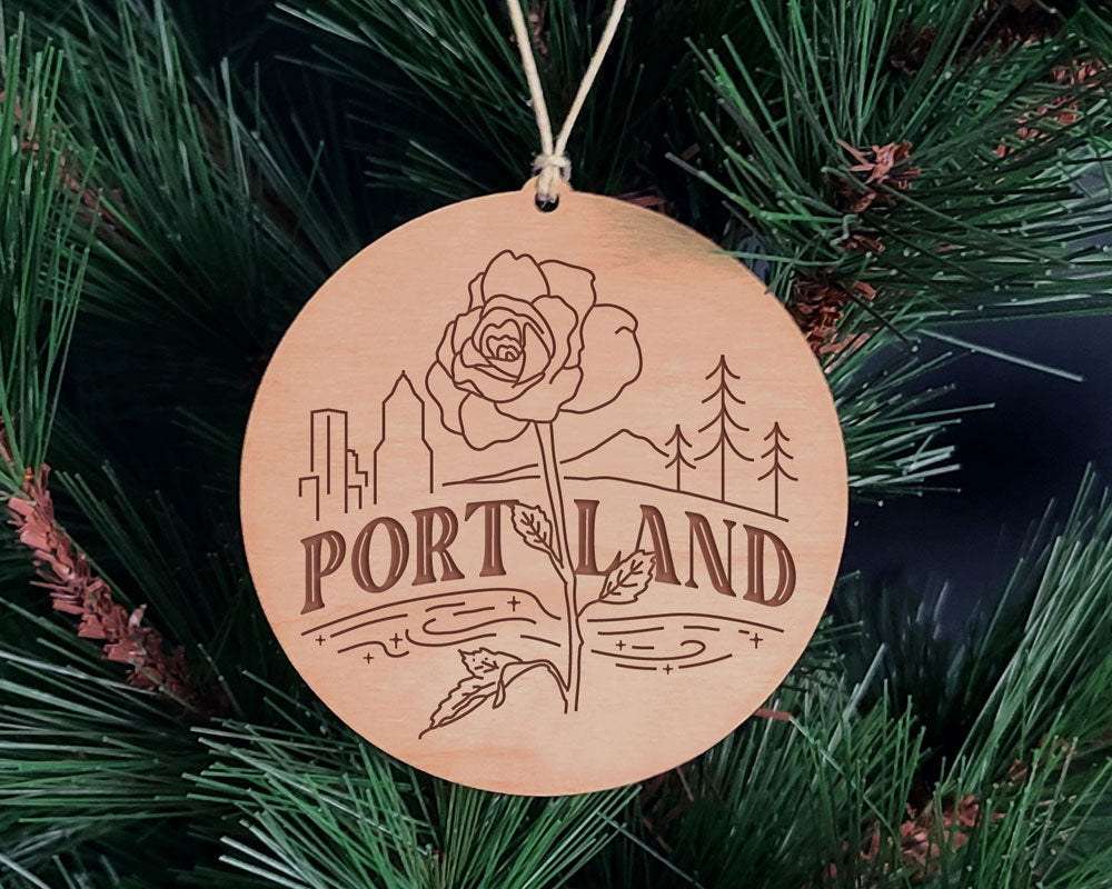 Portland Rose City Round Christmas Ornament