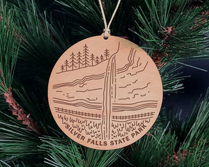 Silver Falls Round Christmas Ornament